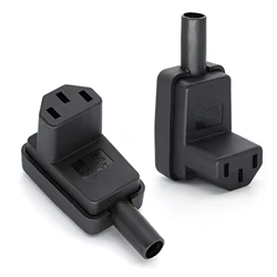 Conector IEC 320 C13 hembra en ángulo montaje negro