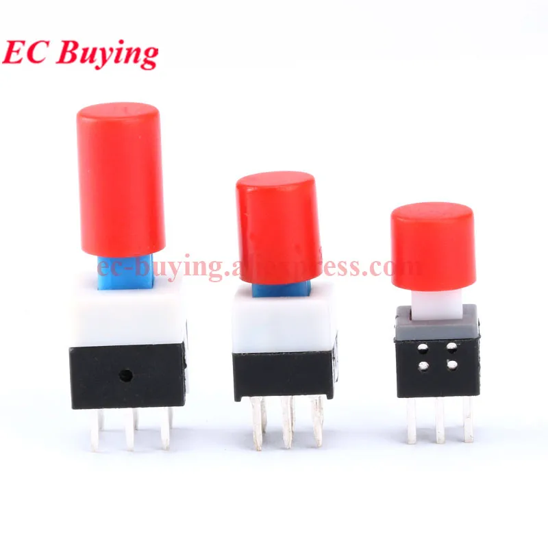 10-100 Uds 5,8x5,8 7x7 8x8 8,5x8,5mm bloqueo automático desbloqueo sin bloqueo empuje táctil Micro interruptor de alimentación interruptores de botón de 6 pines tapa de 7X7mm - imagen 4