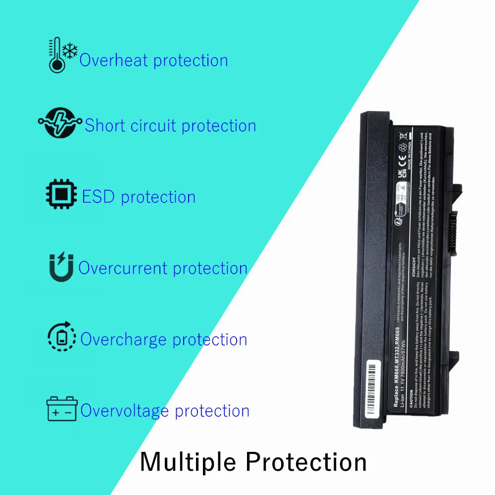 Batería de ordenador portátil de 7800mAh y 9 celdas para Dell Latitude E5500 E5410 E5400 E5510 RM656 PW640 PW649 KM668 RM668 KM742 KM752 - imagen 5