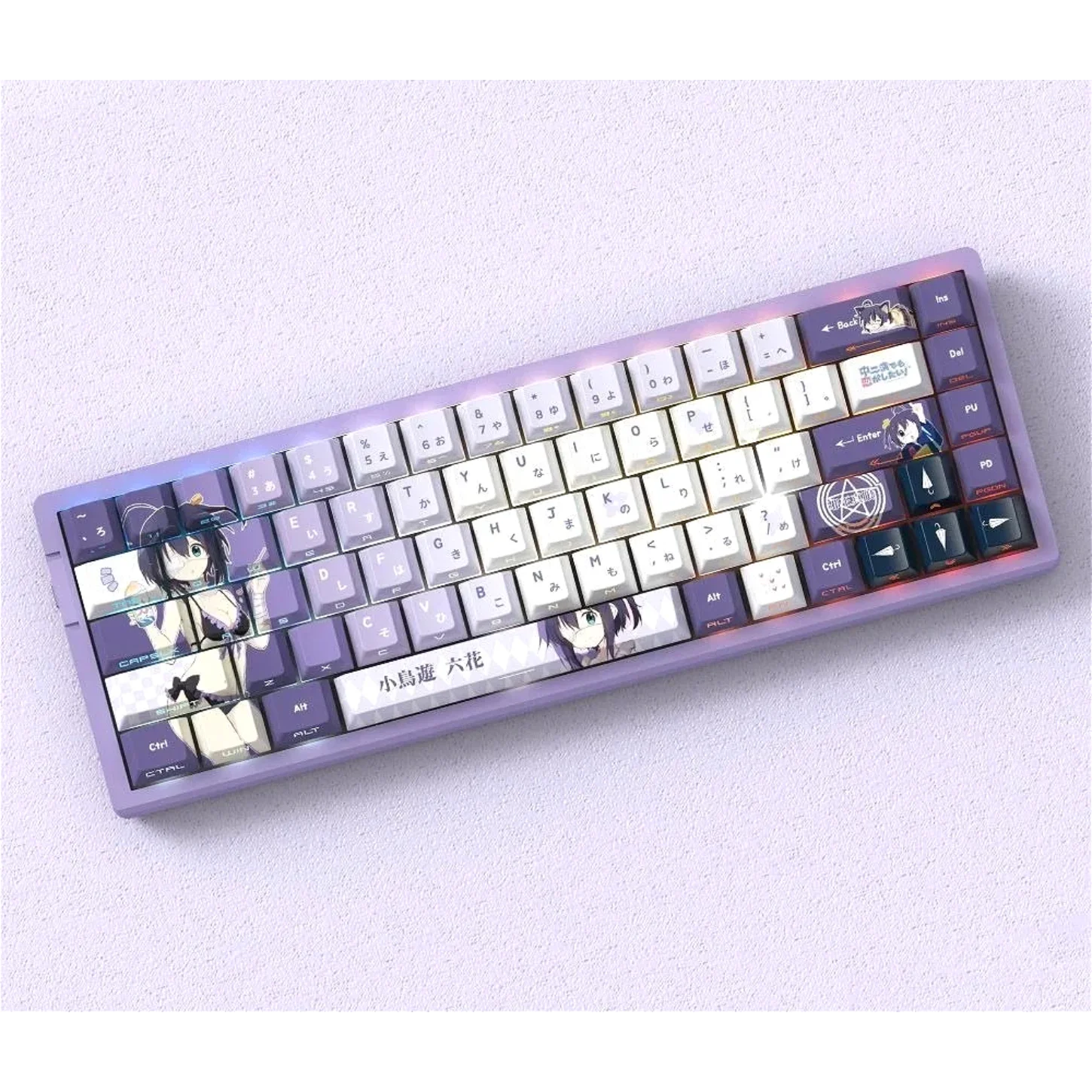 Juego de tapas de teclas con tema de Anime, 74 teclas PBT, lado de cereza tallado translúcido, adecuado para teclado mecánico personalizado