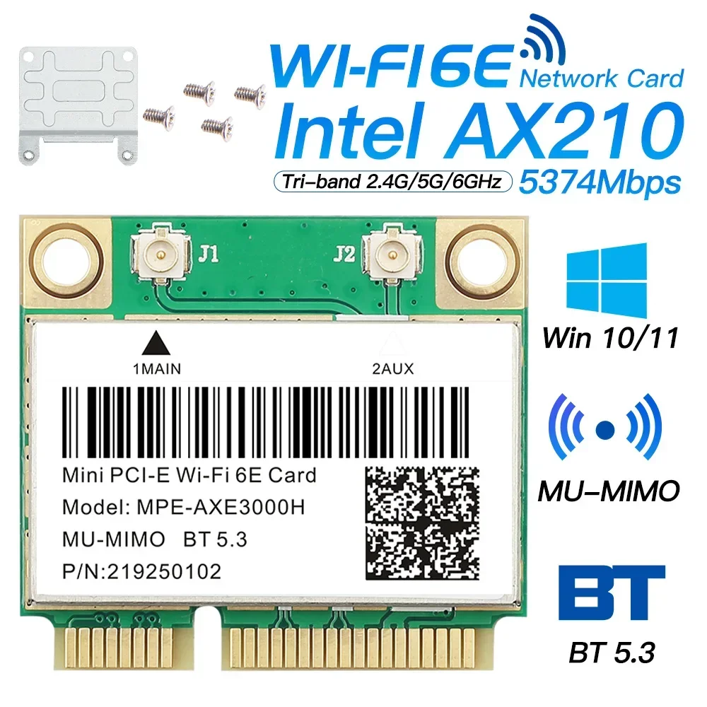 Tarjeta WiFi 6E AX210 Bluetooth 5.3 Mini PCI Express