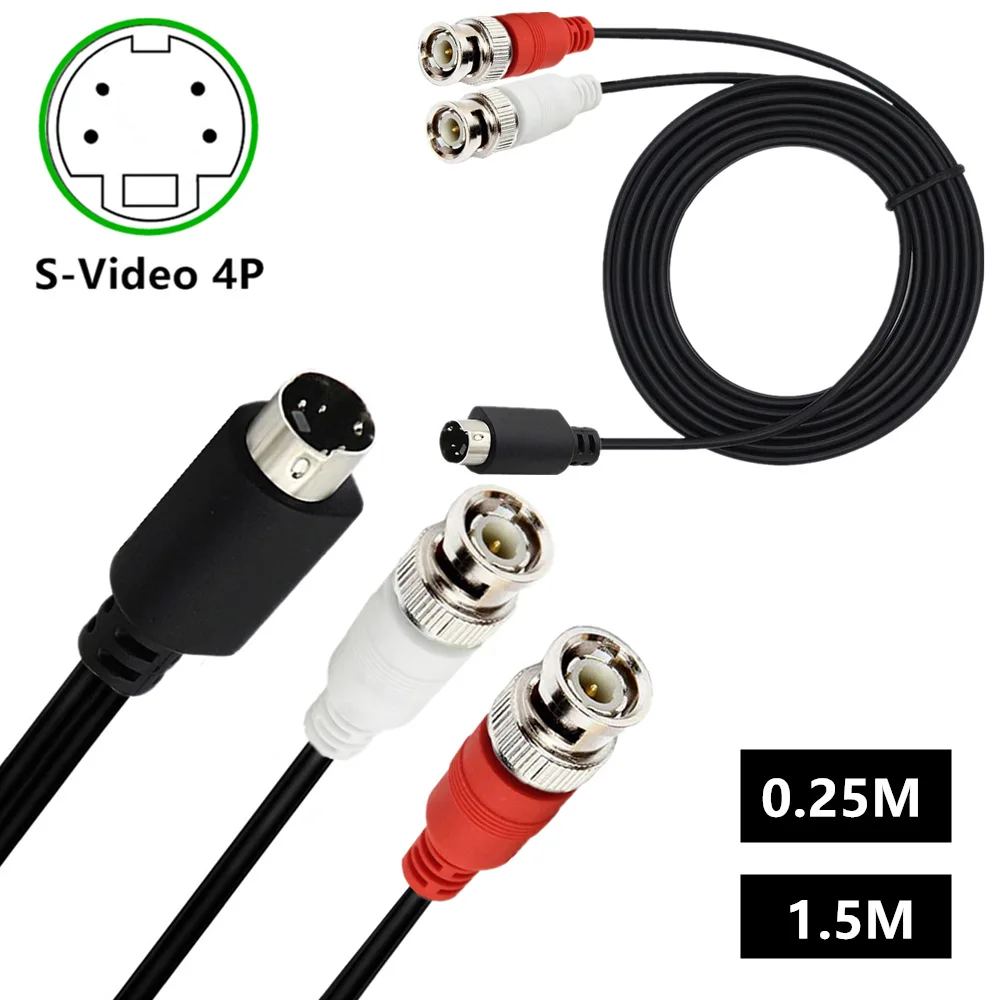 Cable divisor SVHS a BNC, conector SVHS macho a hembra BNC doble de 4 pines, conector S-Video para cámaras CCTV, amplificadores, Cable coaxial - imagen 3