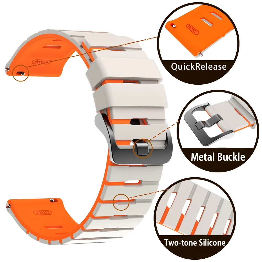 Correa deportiva de silicona de 22mm para TicWatch Pro 3 Ultra GPS LTE E2 S2 Pro X GTW 2021, pulseras para reloj inteligente, Correa para hombres y mujeres - imagen 3