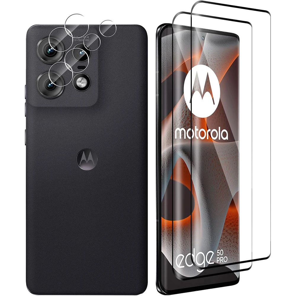 Cubierta de vidrio Protector Curverd 3D para Motorola Edge 50 Pro, Protector de pantalla de vidrio templado para Motorola Edge 50 Pro, lente de cámara