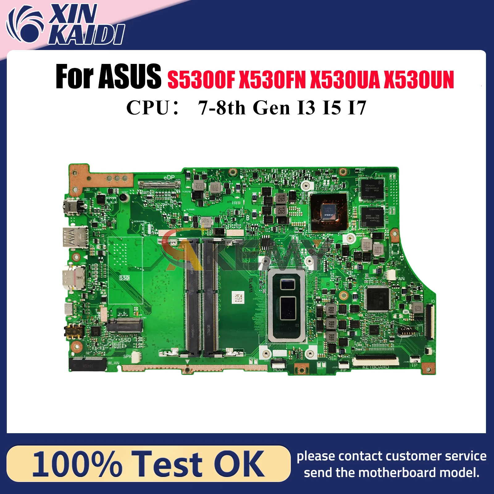 Placa base para ordenador portátil X530FN para ASUS VivoBook X530FN S530F X530UA X530F X530UN K530F S5300F placa base para portátil con CPU I3 I5 I7