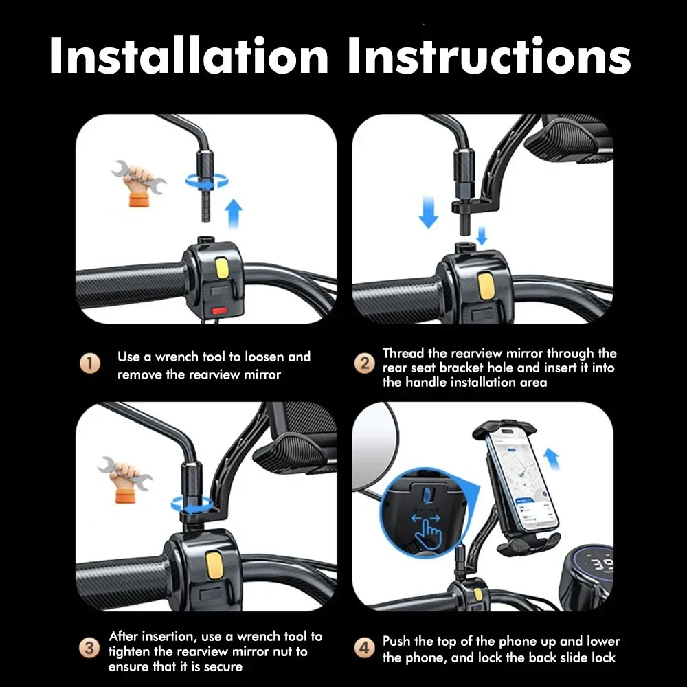 Soporte ajustable para teléfono de bicicleta, soporte Universal de navegación GPS para motocicleta, soporte antideslizante a prueba de golpes para todos los teléfonos inteligentes - imagen 5