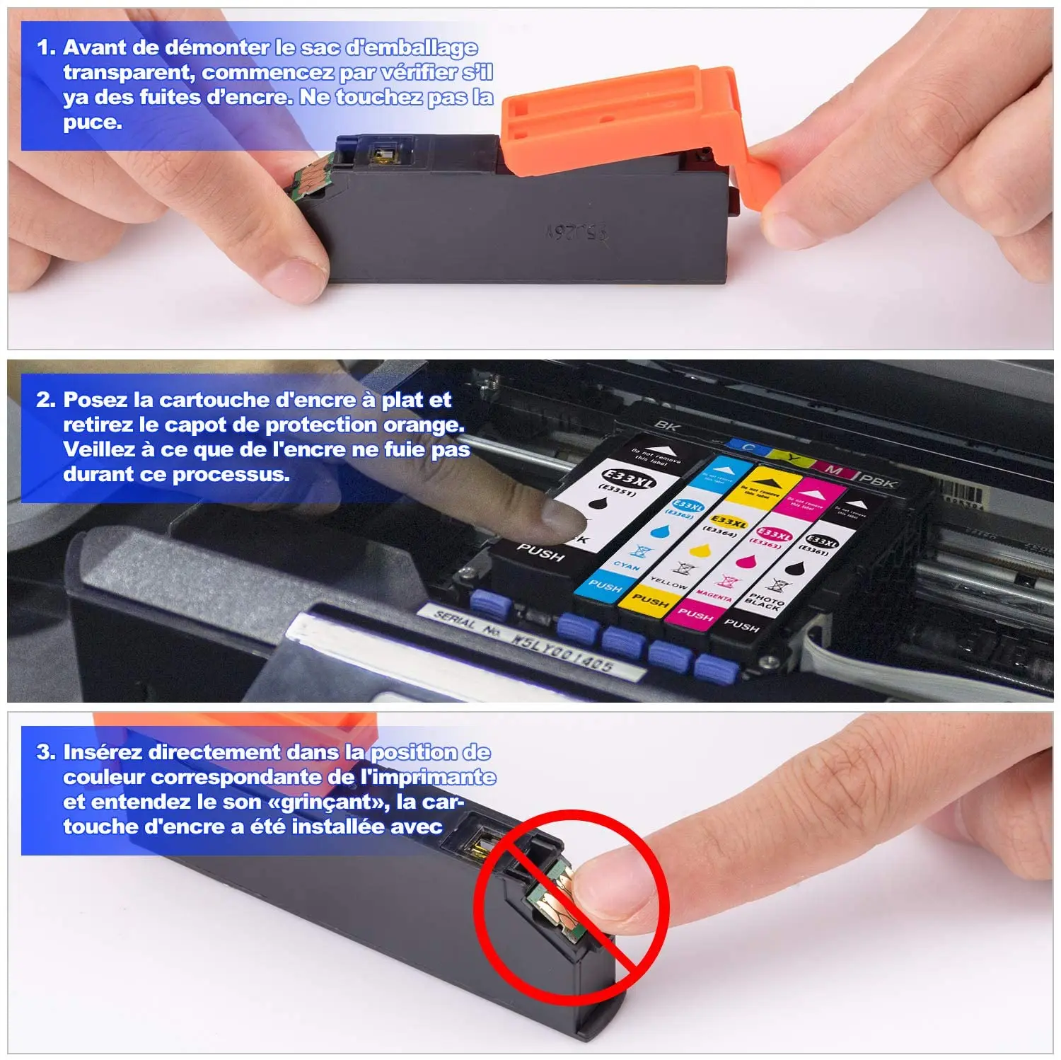 Cartucho de tinta 33XL T33XL T 3351 para impresora Epson Compatible XP-530 630 830 635 540 640 645 900 T3351 T3361 XL - imagen 4