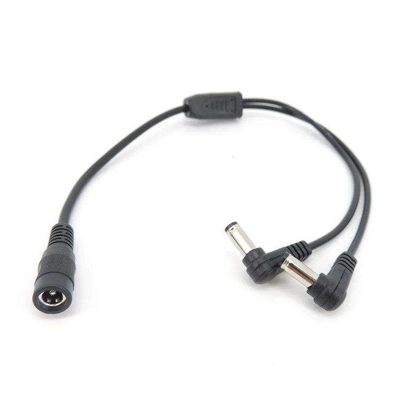 DC 5,5mm x 2,1mm alimentación 1 hembra a 2 macho en ángulo adaptador divisor conector Cable de enchufe 12V para cámara CCTV - imagen 3