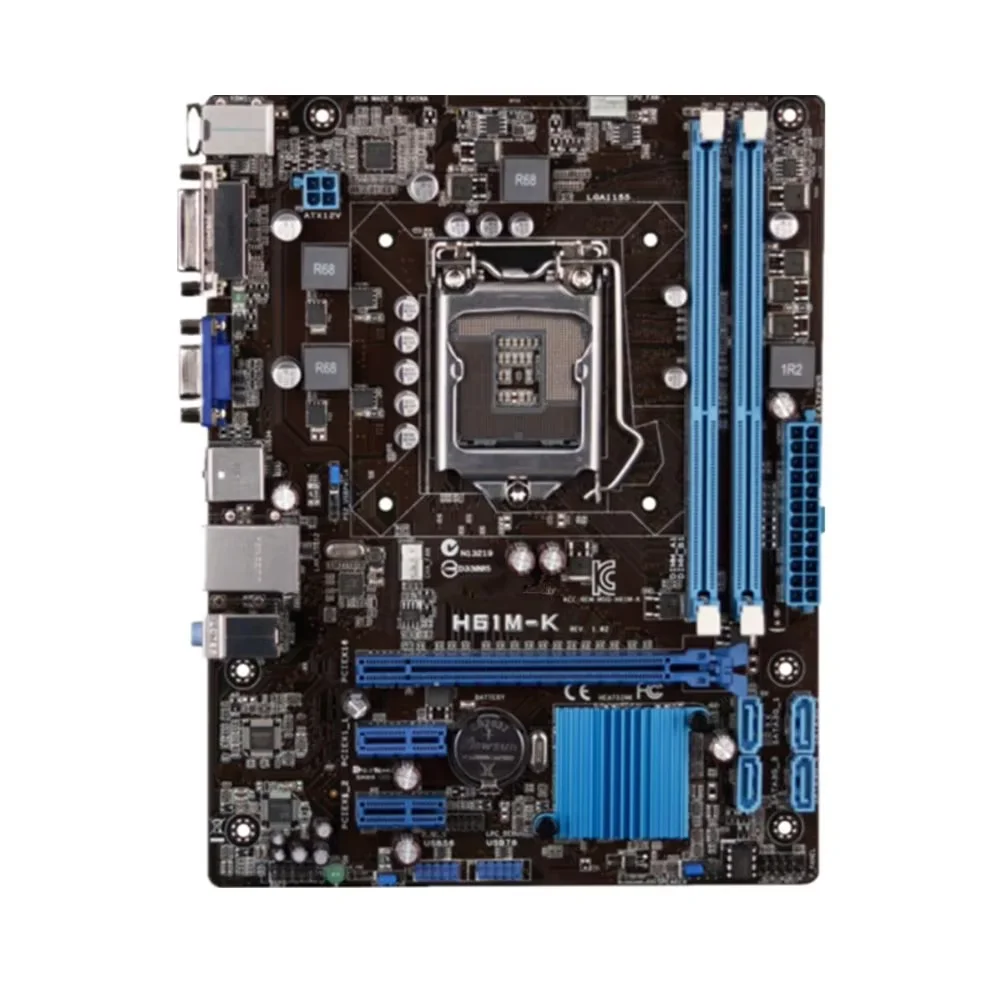 Placa base de H61M-K para intel LGA 1155 DDR3 USB2.0 16GB DVI VGA H61 placas base de escritorio