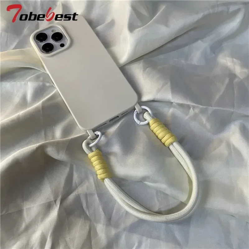 Funda de silicona con correa para la muñeca, carcasa trasera suave para APPle iphone 15, 14, 13, 12, 11 Pro, XS, Max, XR, X - imagen 4