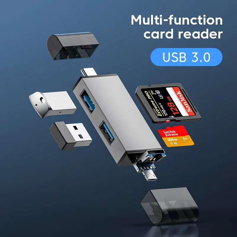 Lector de tarjetas multifunción USB 3,0 7 en 1, transferencia de alta velocidad, tarjeta SD/TF Universal, accesorios para PC y portátil, lectura de tarjetas de alta velocidad