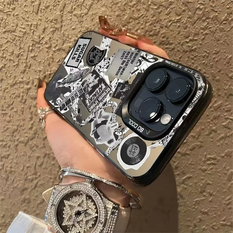 Funda de teléfono IMD plateada galvanizada para guitarra de periódico, funda para Iphone 16 Pro 15 14 13 12 11 XS Pro Max Plus XR XS 7 8 Plus - imagen 5