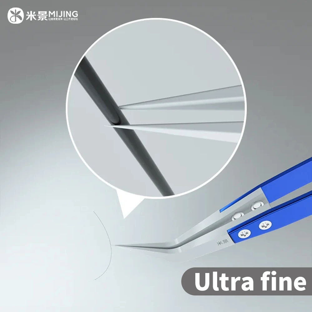 Pinzas rectas dobladas de cerámica de precisión antiestática Mijing para reparación de ordenadores de teléfonos móviles herramienta de pinzas de Cable de placa base - imagen 4