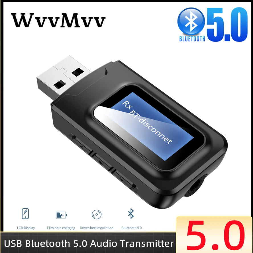 Transmisor y receptor de Audio USB con Bluetooth 5,0, conector AUX de 3,5mm, adaptador inalámbrico estéreo RCA, Dongle USB para PC, TV, auriculares de coche