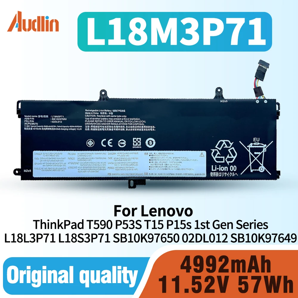 L18M3P71 L18L3P71 L18S3P71 Reemplazo de batería para laptop Lenovo ThinkPad T590 P53S ThinkPad T15 P15s 1ª Generación Serie SB10K97650 02DL012 SB10K97649 02DL011 5B10W139