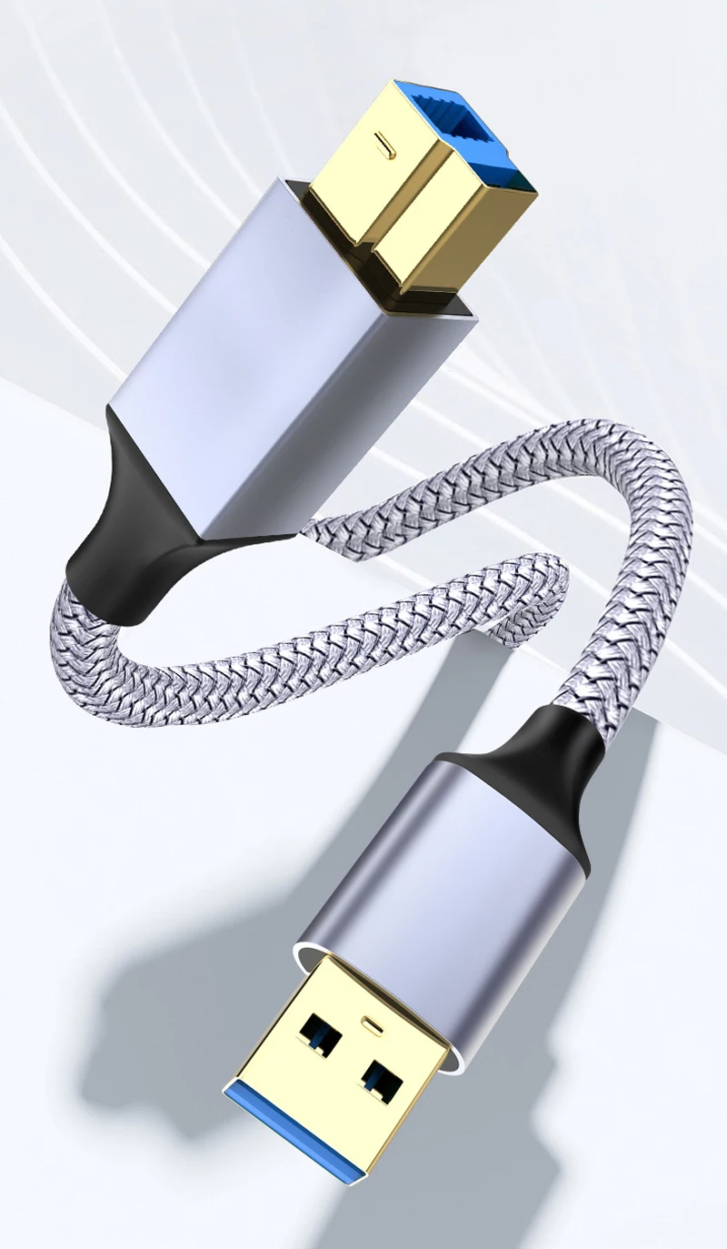 Trenza de nailon 0,5 M/1M/2M/3M/5M USB 3,0 TYPE-C Cable de datos de impresora USB-A a USB-B Cable para disco duro HDD portátil HP Scanner - imagen 3