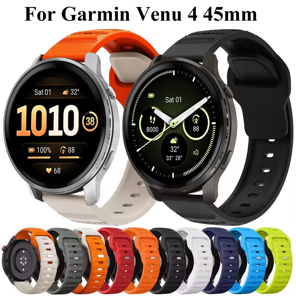 Correa de reloj de silicona de 20mm 22mm para Garmin Venu 2 3 4 45mm/Forerunner 970 570 55 165 255 265 645/Vivoactive 4 5 6 pulsera deportiva
