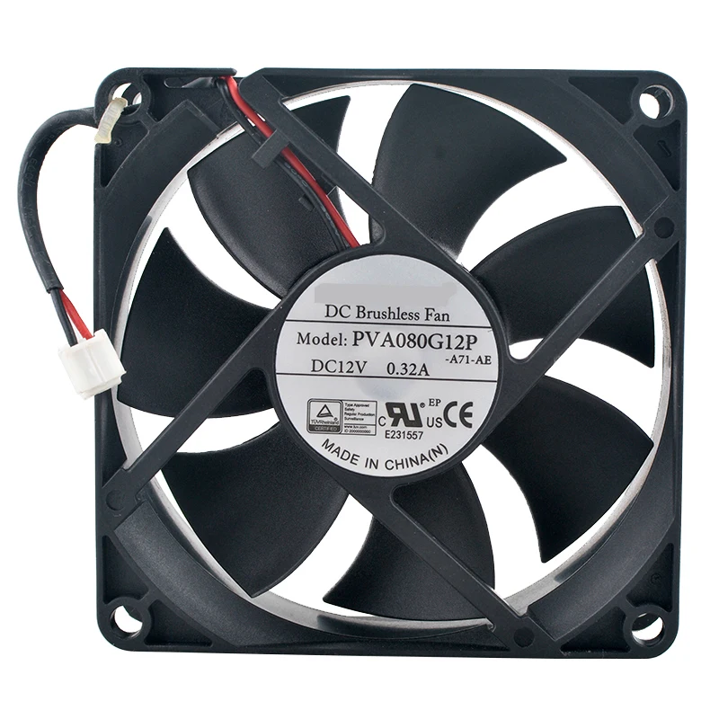 PVA080G12P 8cm 80mm ventilador 80x80x25mm DC12V 0.32A ventilador de refrigeración de flujo Axial de 2 pines para grabadoras de fuente de alimentación - imagen 3