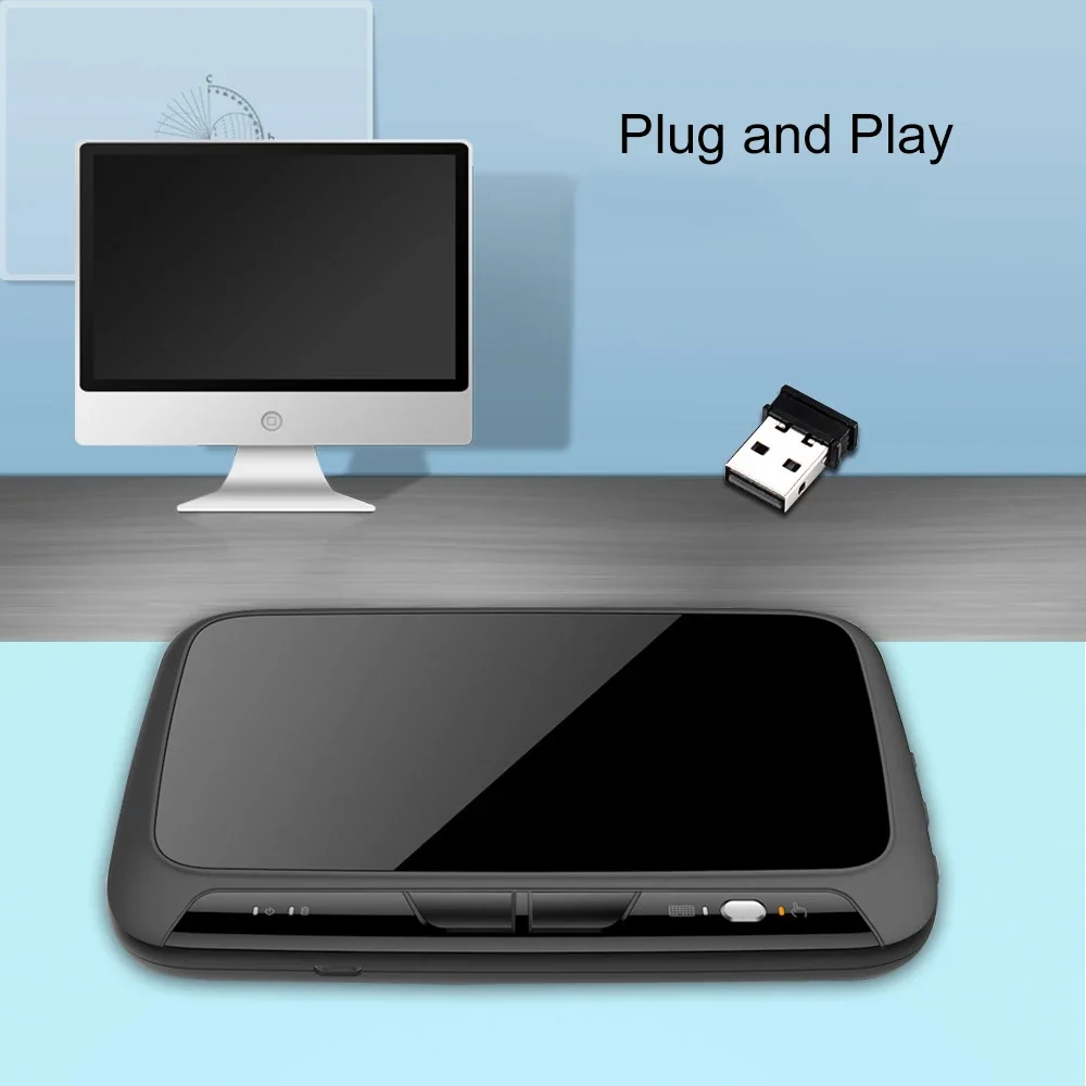 Teclado inalámbrico 2,4G con panel táctil pantalla completamente táctil Mini teclado Air Mouse teclado recargable retroiluminado para ordenador portátil Smart TV - imagen 4