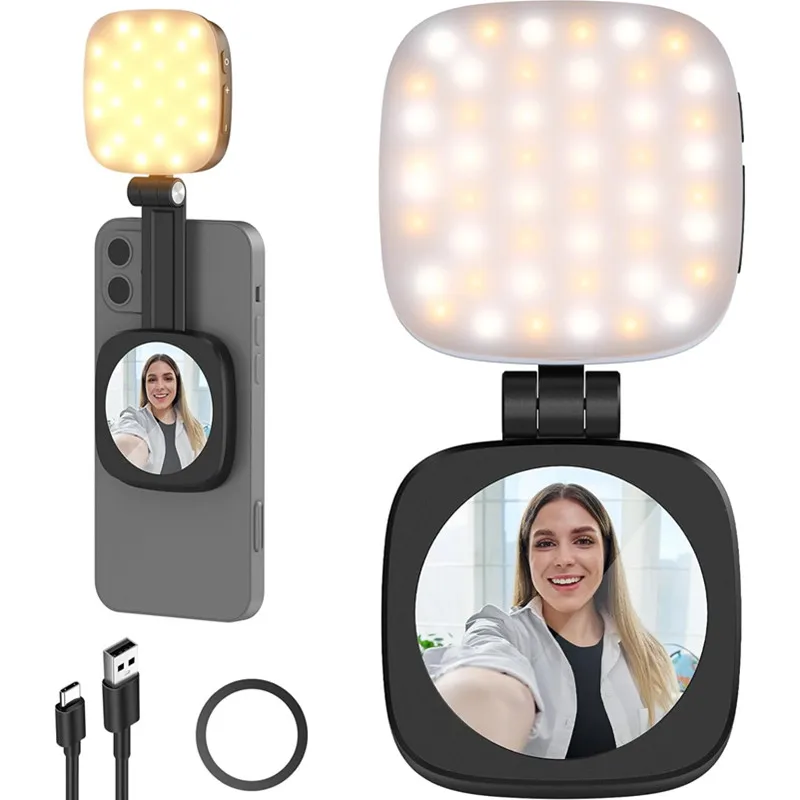 Luz magnética plegable 2 en 1 para Selfie con espejo para Magsafe IPhone, luz de relleno, anillo Led, Flash, accesorios de fotografía y vídeo - imagen 2
