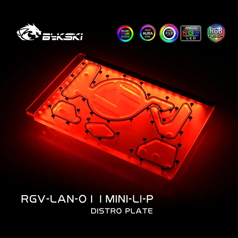 Placa de placas de distribución acrílicas BYKSKI, uso para LIAN LI O11MINI, carcasa para CPU y bloque GPU, Combo de bomba DDC RGV-LAN-O11MINI-LI-P - imagen 5