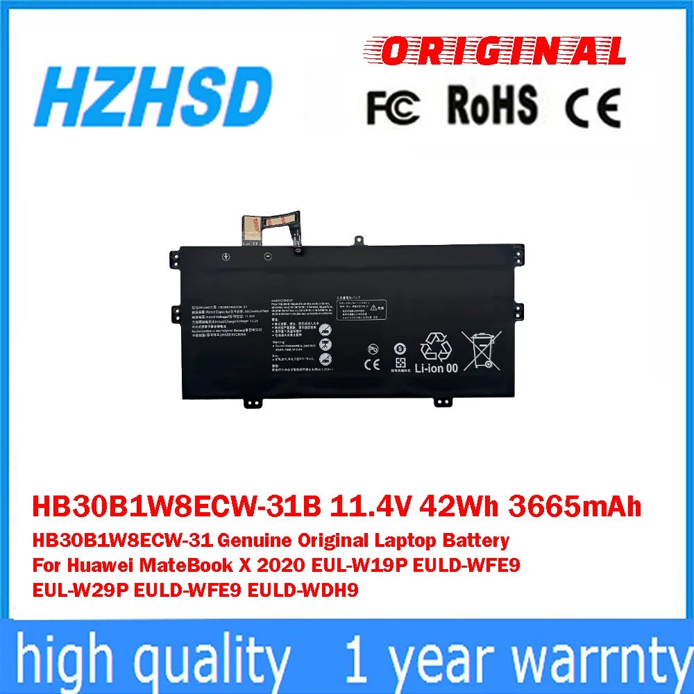 HB30B1W8ECW-31B 11,4 V 42Wh 3665mAh HB30B1W8ECW-31 batería Original genuina para ordenador portátil para Huawei MateBook X 2020 EUL-W19P EULD-WFE9