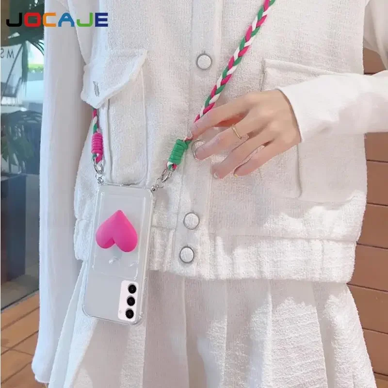 Funda transparente con ranura para tarjetas para Samsung S25 Ultra S24 FE S23 Plus S22 S21 S20 S10, funda cruzada con cordón a prueba de golpes - imagen 4