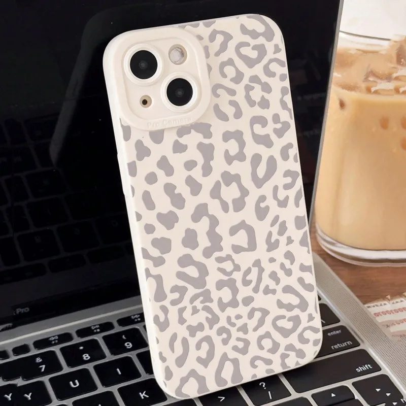Funda con estampado de leopardo gris minimalista Animal para Samsung Galaxy A56 A16 A35 A55 A34 A54 A53 S25 Ultra S24 FE S23 Plus S22 S21 - imagen 3
