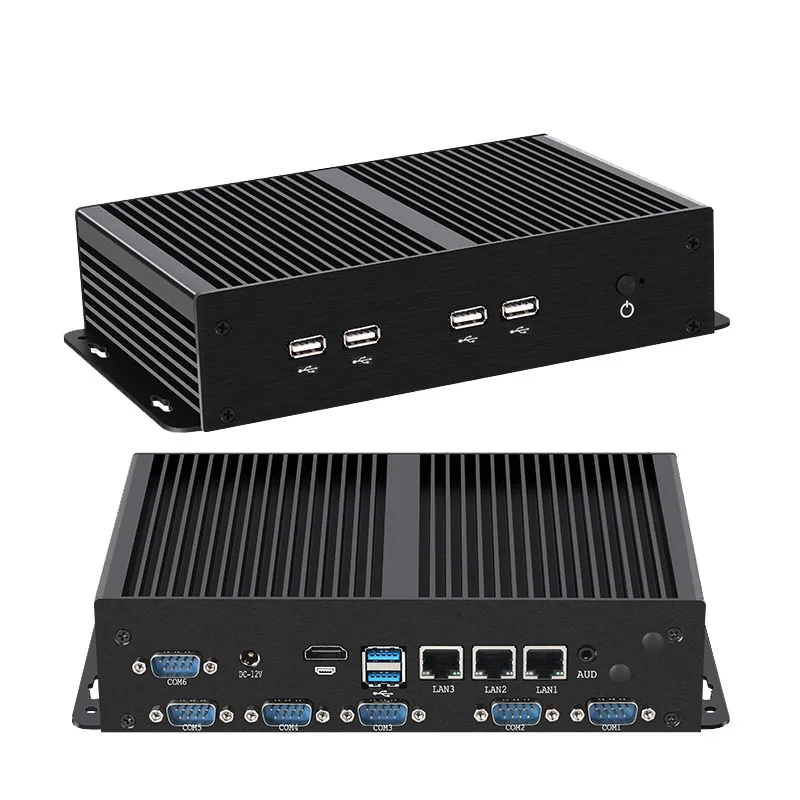 Helorpc 3LAN6COM Mini PC industrial sin ventilador con i7-1165G7 compatible con Linux Pfsense con 4xUSB3.0 2xUSB2.0 1xHDMI Windows10 Ready