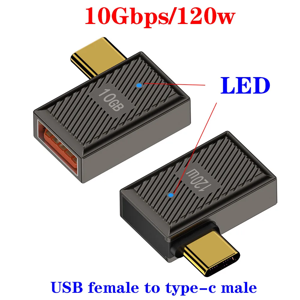 Adaptador USB 3,1 de 120W y 10Gbps, convertidor hembra tipo C a USB-A tipo C para Macbook, Xiaomi, Huawei, Samsung, adaptación de datos - imagen 3