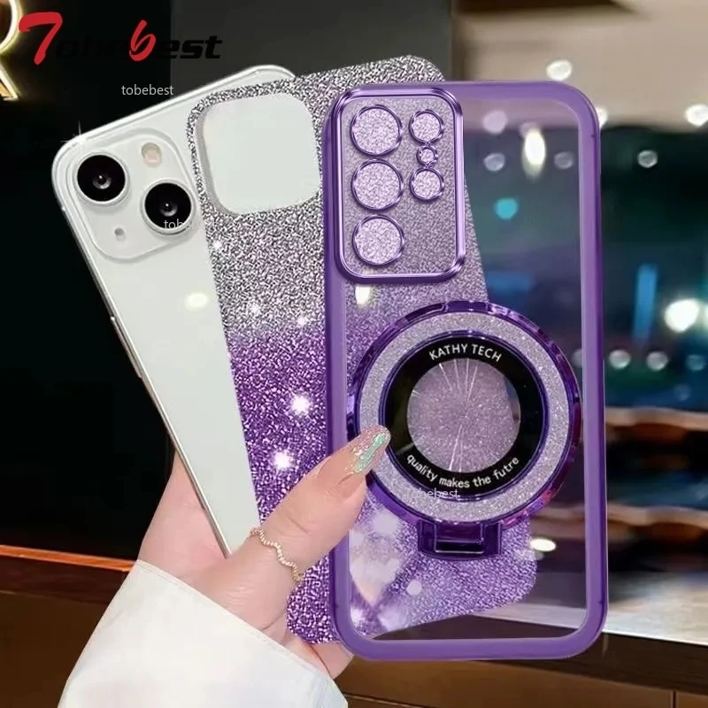 Funda protectora de silicona con purpurina ostentosa para Samsung Galaxy S25 S24 S23 S22 S21 Ultra S20 FE, funda trasera suave - imagen 3