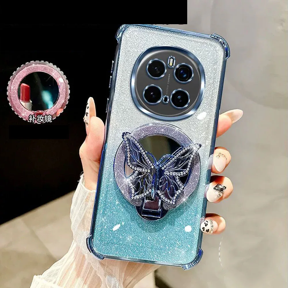 Funda con soporte magnético de mariposa y espejo para Xiaomi Redmi Note 14 13 12 Note14 Pro Plus 14S 14C 13C, cubierta transparente a prueba de golpes - imagen 2