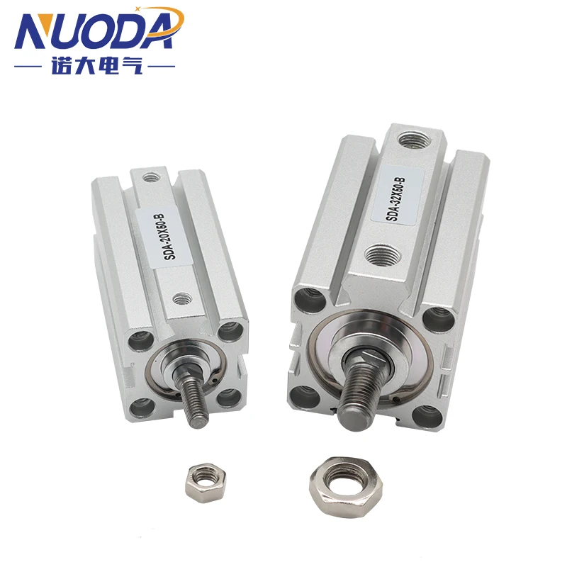 Diámetro de rosca macho serie SDA B 12 16 20 25 32 40 50 63 80mm carrera 5 10 20 25 30 40 45 50mm cilindro fino compacto neumático de aire - imagen 4