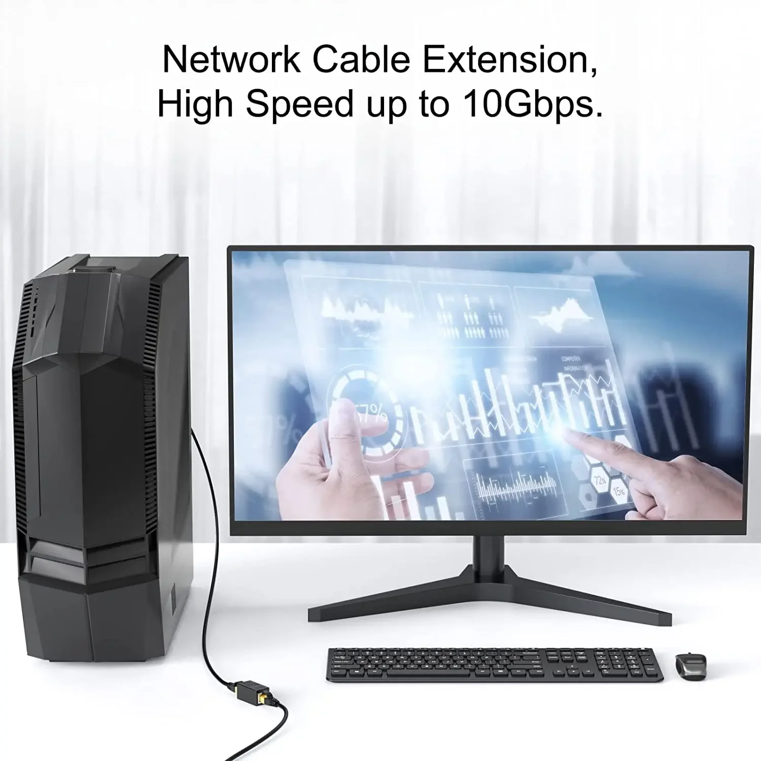 Acoplador de conector RJ45, Cable Ethernet LAN en línea Cat7/Cat6/Cat5e, adaptador extensor de Cable Ethernet, acoplador hembra negro, 2 uds. - imagen 3