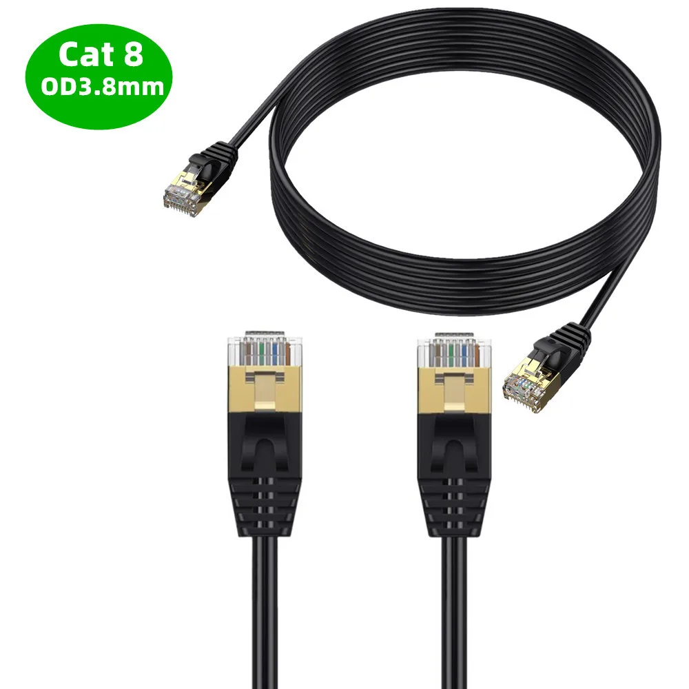 Cable Ethernet RJ45 CAT8 de alta velocidad OD3.8mm 2000MHz 10Gbps Cat 8 Cable de puente fino para conectividad de computadora de red 5G - imagen 2