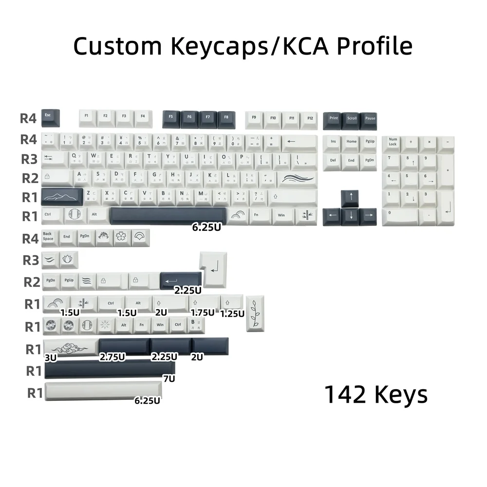 142 teclas personalizadas Lotus Keycap KCA perfil tinte subcama negro blanco ISO Enter 1.5u 1.75u 2u 2.25u cambio para teclado mecánico - imagen 2