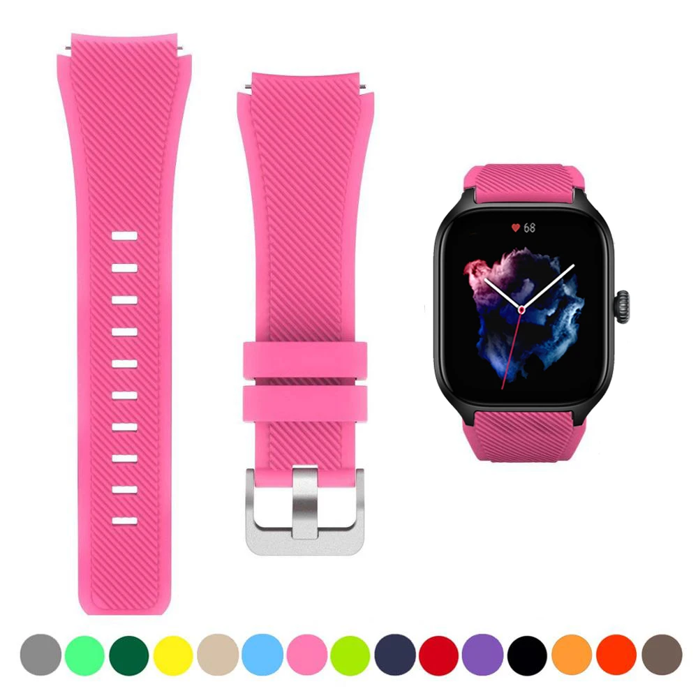 Correa de reloj de 20mm/22mm para Amazfit GTS/2/2e/3/4 GTS2 Mini/GTR 4/3/Pro/GTR2/2e/stratos 2/3, pulsera de silicona Amazfit bip 6 5 - imagen 4