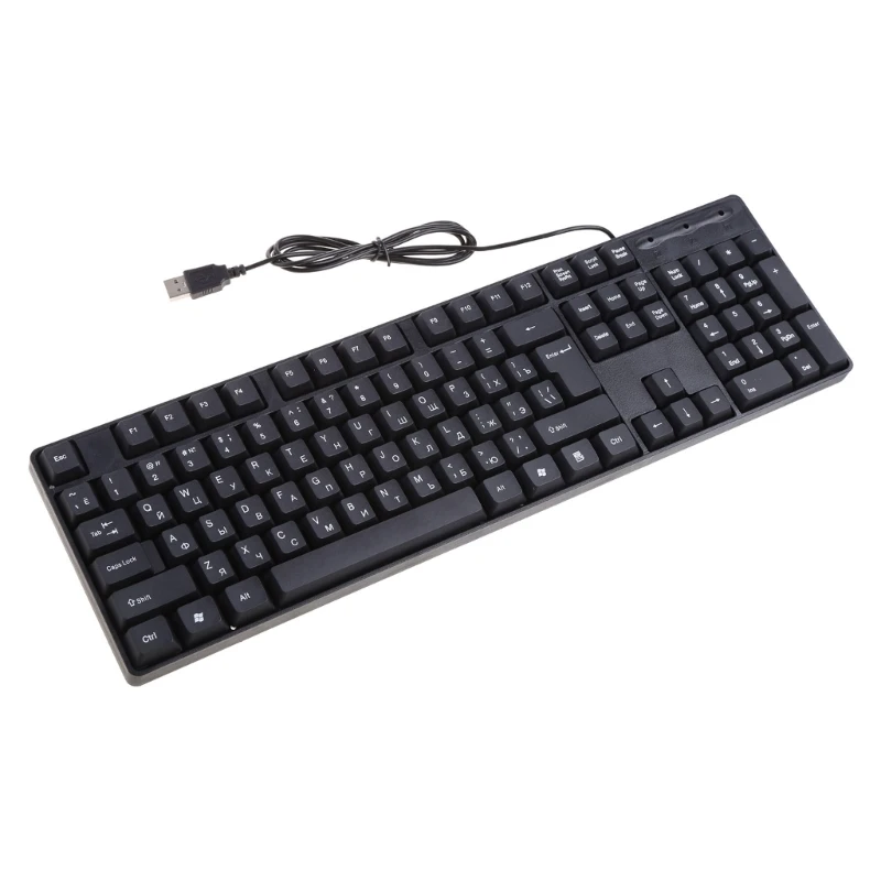 Teclado silencioso de 104 teclas de tamaño completo, teclado de oficina a prueba de agua, ruso/inglés, para ordenador Windows, envío directo - imagen 2