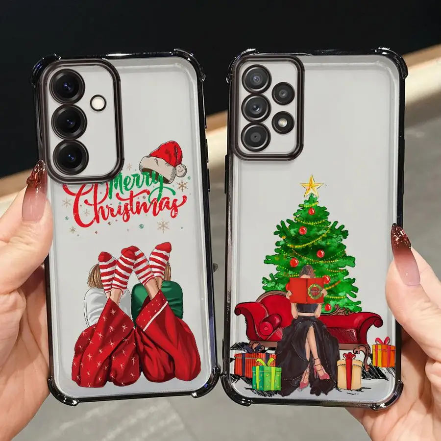 Funda de teléfono para Samsung Galaxy A26 A25 A21s A52 A17 A24 A35 A36 A16 A13 A33 A15 funda suave regalo de Feliz Navidad