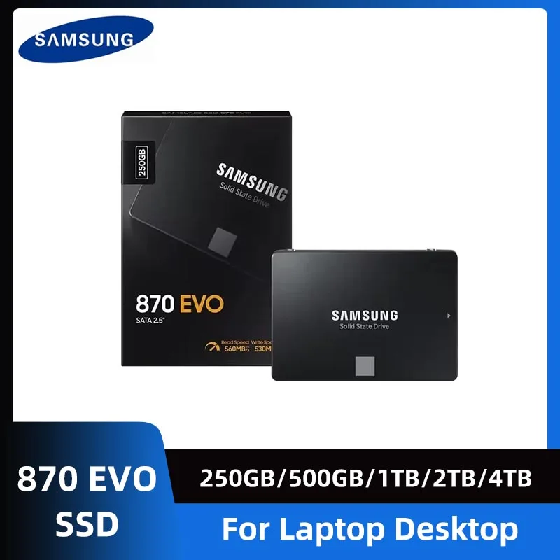 SAMSUNG-disco de almacenamiento interno para ordenador portátil o de escritorio, unidad de estado sólido de 2,5 pulgadas, SATA II SSD 870 Evo, 1TB, 2TB, 4TB, 500GB, 250GB - imagen 2