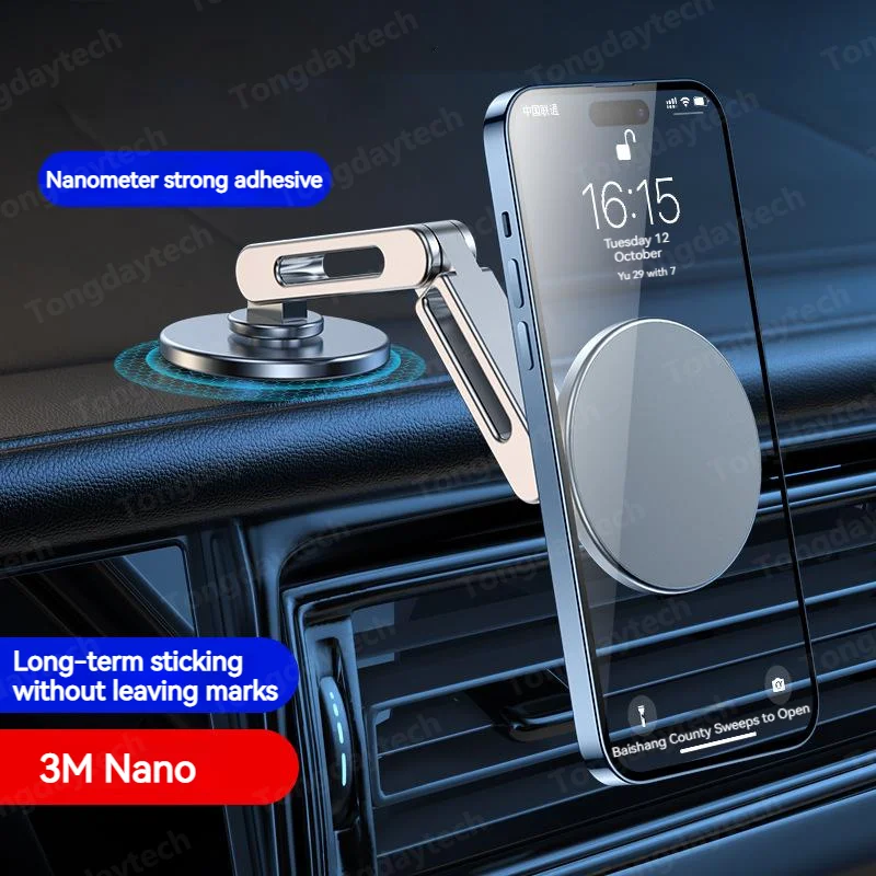 Soporte magnético para teléfono de coche, soporte plegable de aleación con rotación de 360 grados para Iphone 14, 13, 12, 11 Pro Max, Samsung S23, Xiaomi en soporte para coche - imagen 3