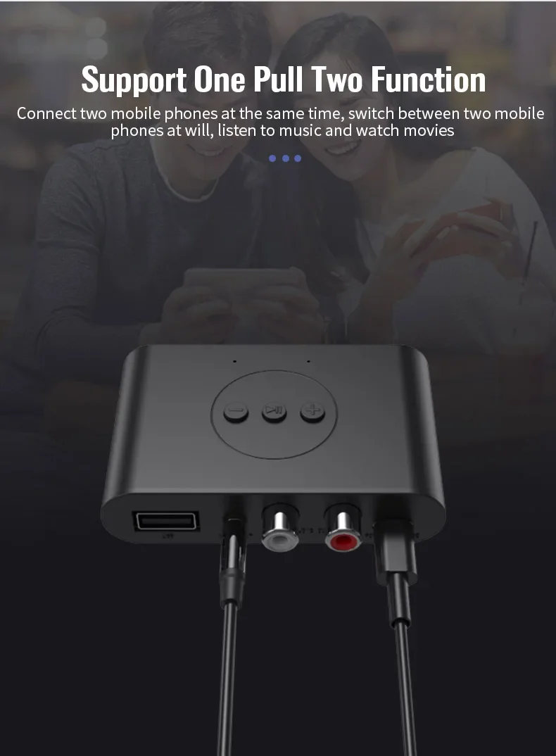 Receptor de Audio Bluetooth 5,0, disco U RCA 3,5mm 3,5 AUX USB Jack estéreo, adaptador inalámbrico de música, micrófono para Kit de coche, amplificador de altavoz - imagen 5