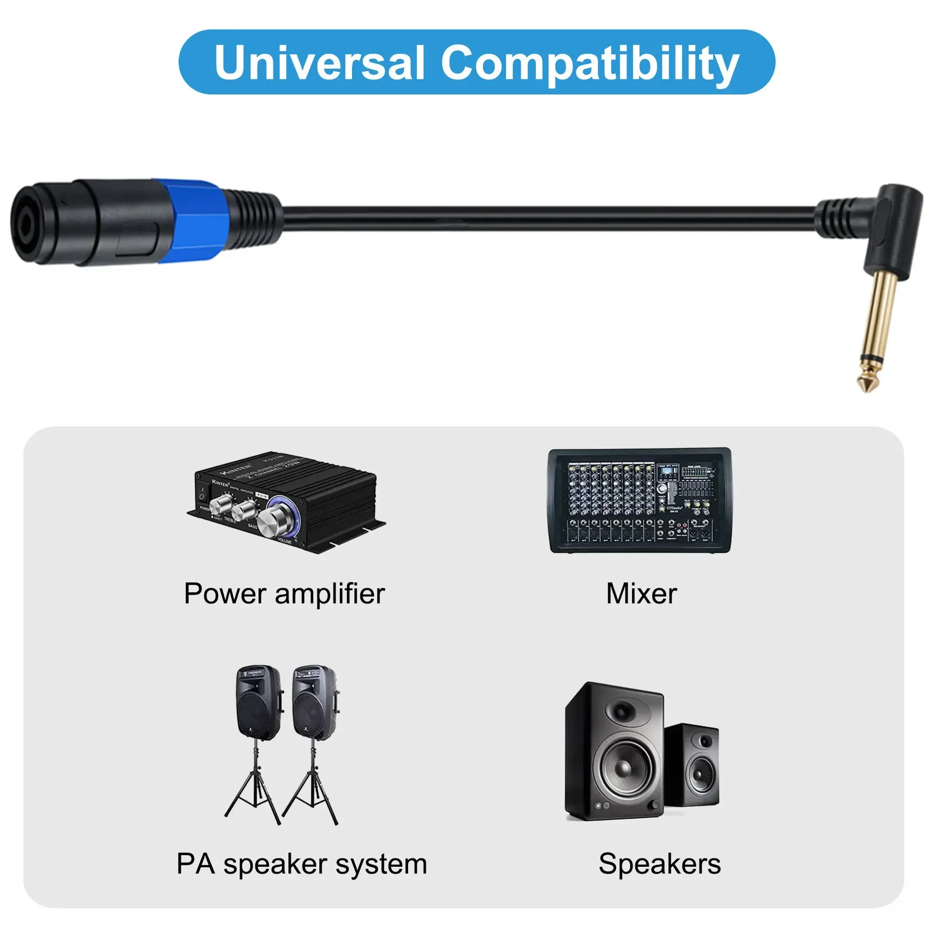 Altavoz a Cable de audio de 6,5mm Speakon macho hembra a codo Mono TS de 6,35mm cobre puro 1-5m para Cable de altavoz DJ/PA con bloqueo giratorio - imagen 3