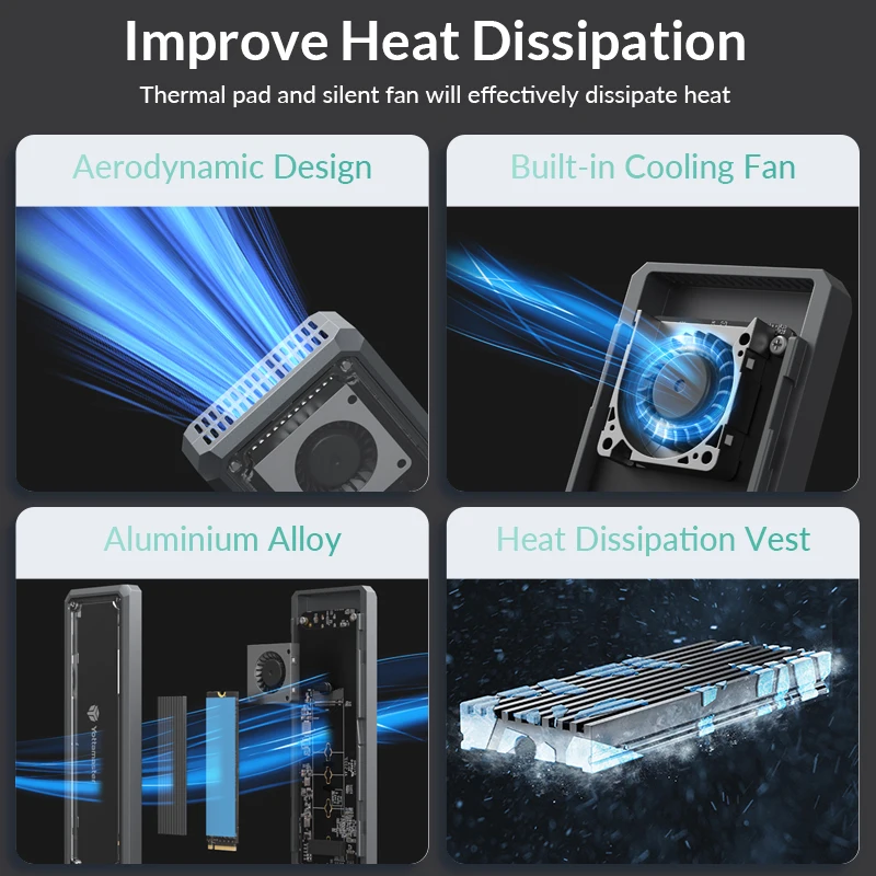 Yottamaster-carcasa para disco duro externo, carcasa para SSD, USB4, NVMe, 40gbps, Compatible con Thunderbolt 3/4, tipo C, NVMe, PCIE, 8TB - imagen 4