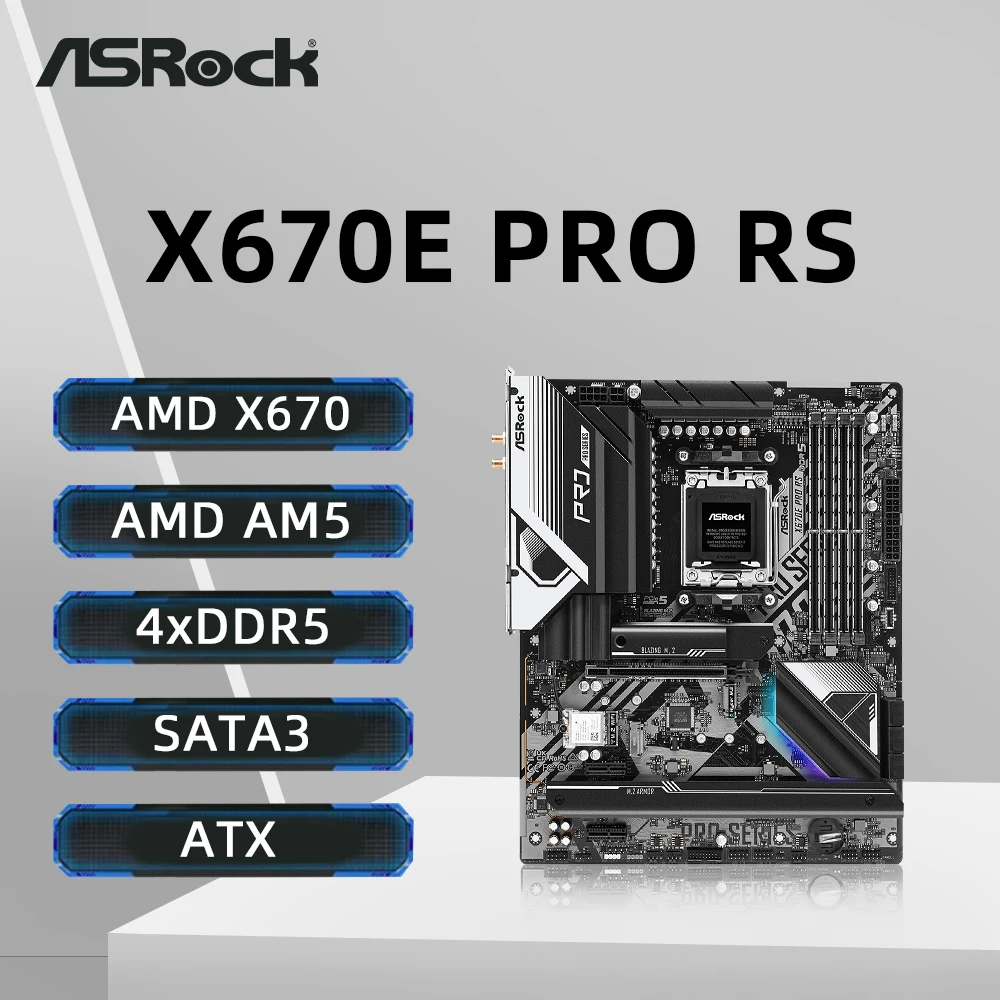 Placa base ASRock X670E Pro RS AMD X670 compatible con 7900 7800X3D 7700 7600X 7500F CPU DDR5 7800MHz M.2 NVME PCIe 5,0 AM5