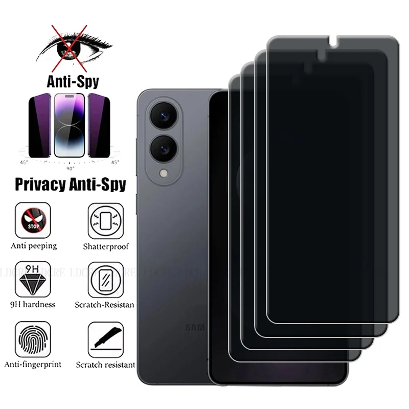 4 Uds para Samsung Galaxy S25 Edge Glass Samsung S25 Edge Protector de pantalla HD 9H Anti-espía privacidad vidrio templado Samsung S25 Edge