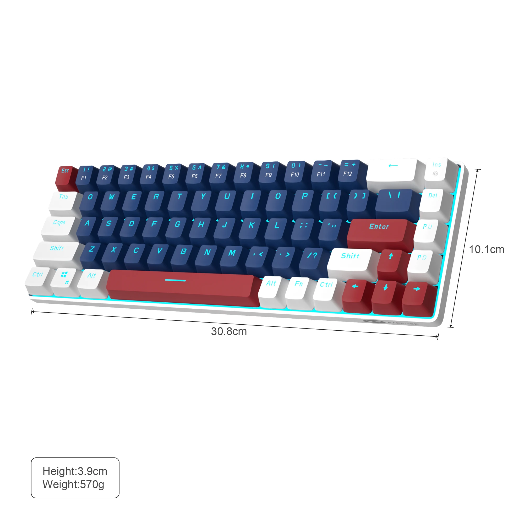MageGee-Teclado mecánico portátil 60% para juegos, miniteclado de oficina con cable, retroiluminado LED, compacto, 68 teclas, mk-box, para Windows y PC - imagen 5