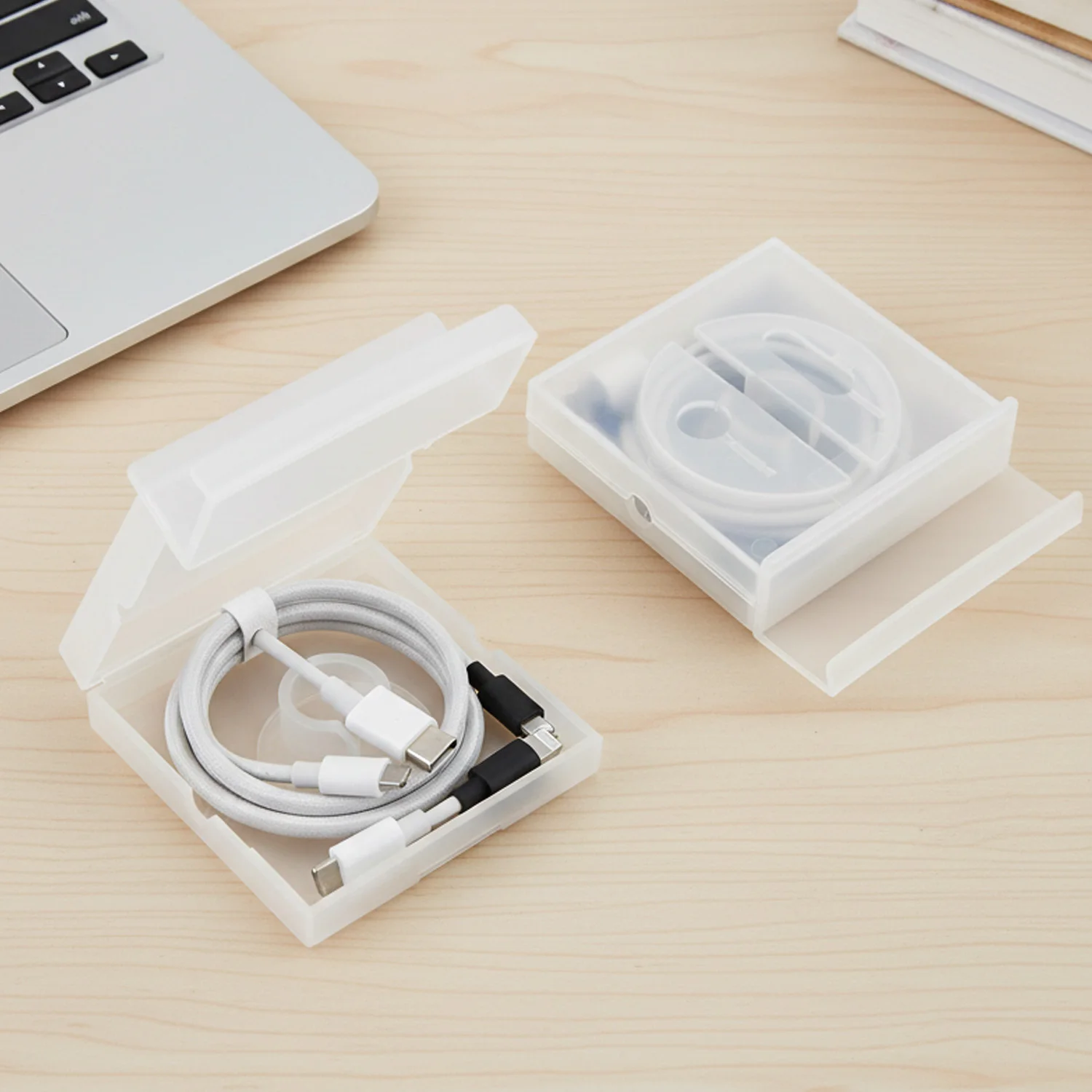 Organizador enrollador de Cable de datos para auriculares multifunción, soporte para teléfono móvil, gestión de estuche de almacenamiento de línea USB transparente retráctil - imagen 5