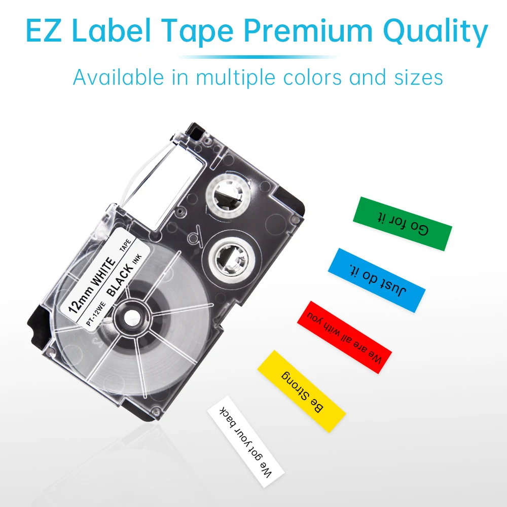 Cinta adhesiva blanca para impresora de etiquetas Casio, Compatible con XR12WE, XR12X, XR9WE, XR6WE, KL60, KL430, KL120, EL700, KL300, 6mm, 9mm, 12mm - imagen 3