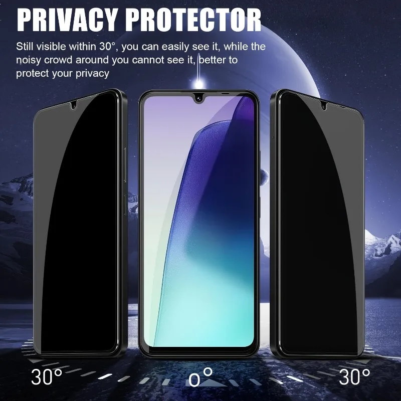 Protector de pantalla de privacidad 4 en 1 para Xiaomi Redmi 14C 13C 12C 11C vidrio templado paquete de 2 vidrio templado con 2 protectores de cámara - imagen 2